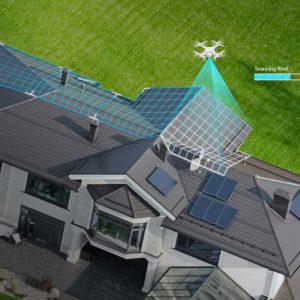 Drone que realiza una inspección del techo, entregando imágenes aéreas detalladas para obtener información sobre el mantenimiento.
