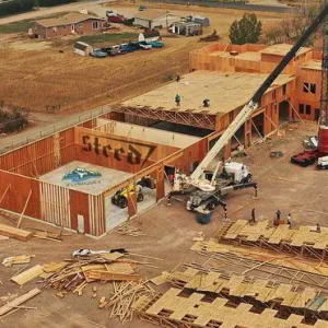 Fotografía de construcción en Montana mostrando impresionantes paisajes por iFly Big Sky.
