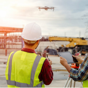 Drones que realizan inspecciones para un análisis topográfico y una recopilación de datos eficientes.